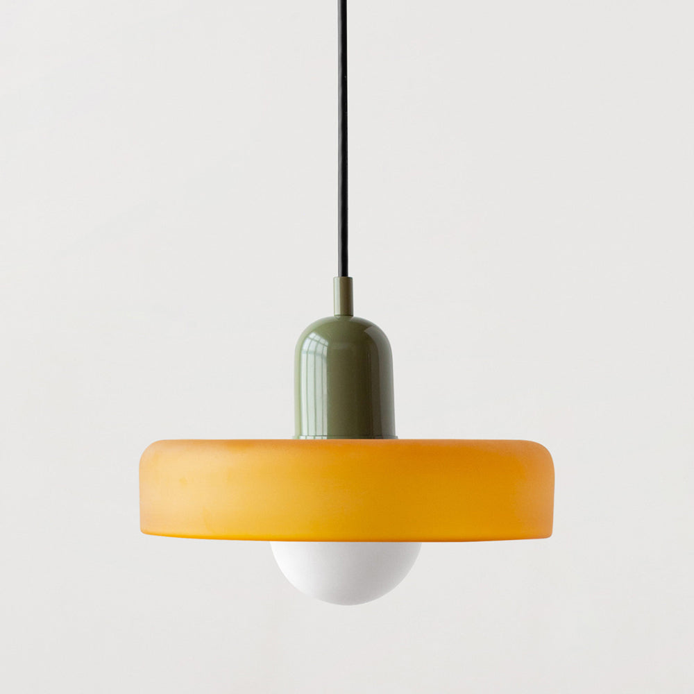Lampe à suspension en verre colorée de style Bauhaus