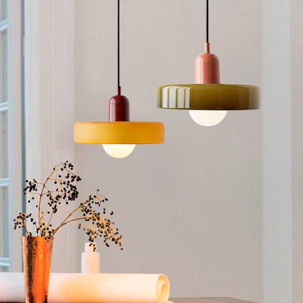 Lampe à suspension en verre colorée de style Bauhaus