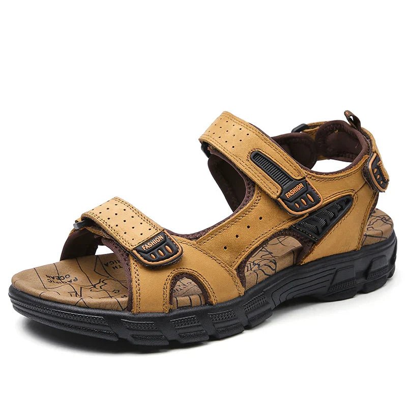Sandales en cuir ergonomiques pour hommes avec soutien rembourré et fermeture Velcro