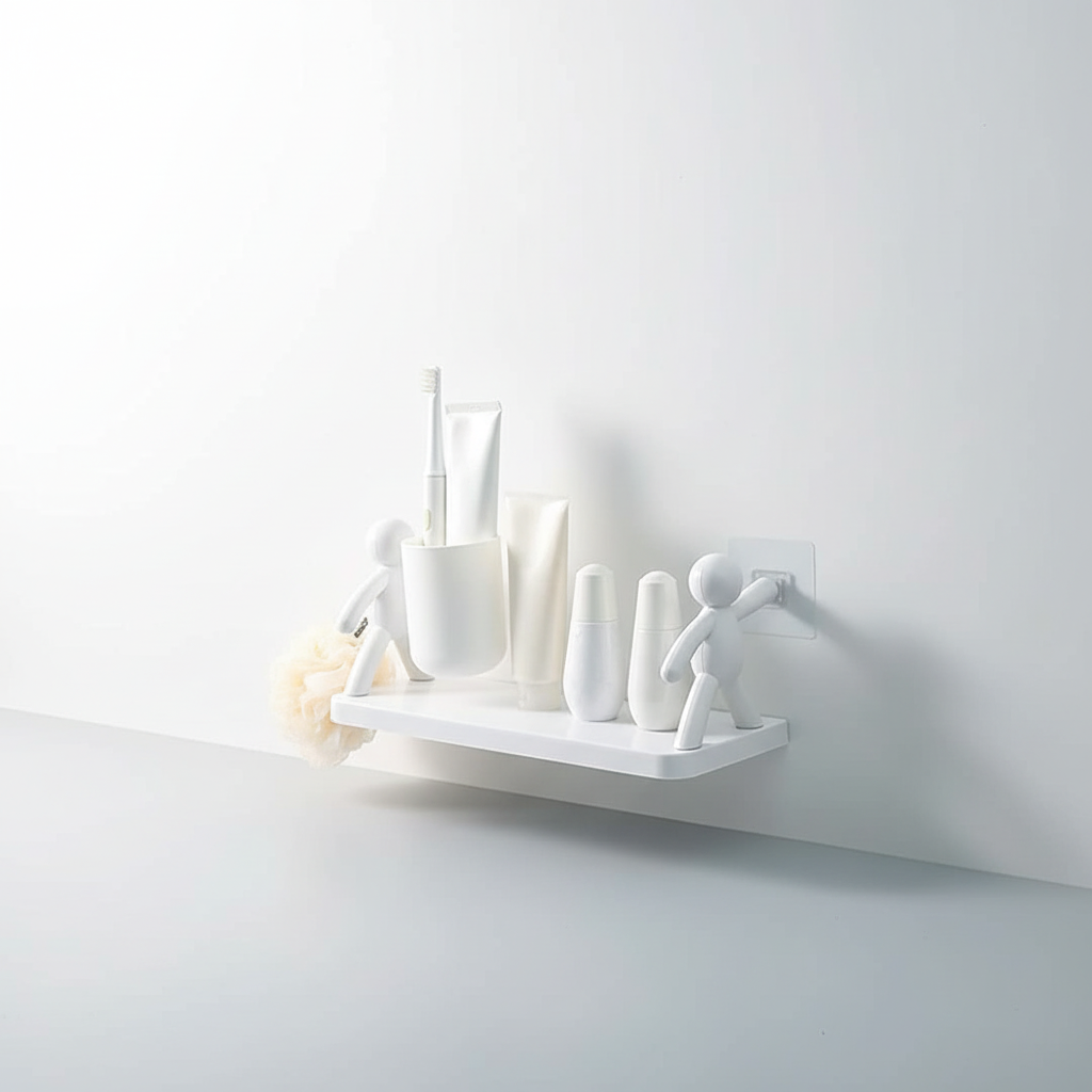 Étagère murale de salle de bain compacte au design ludique