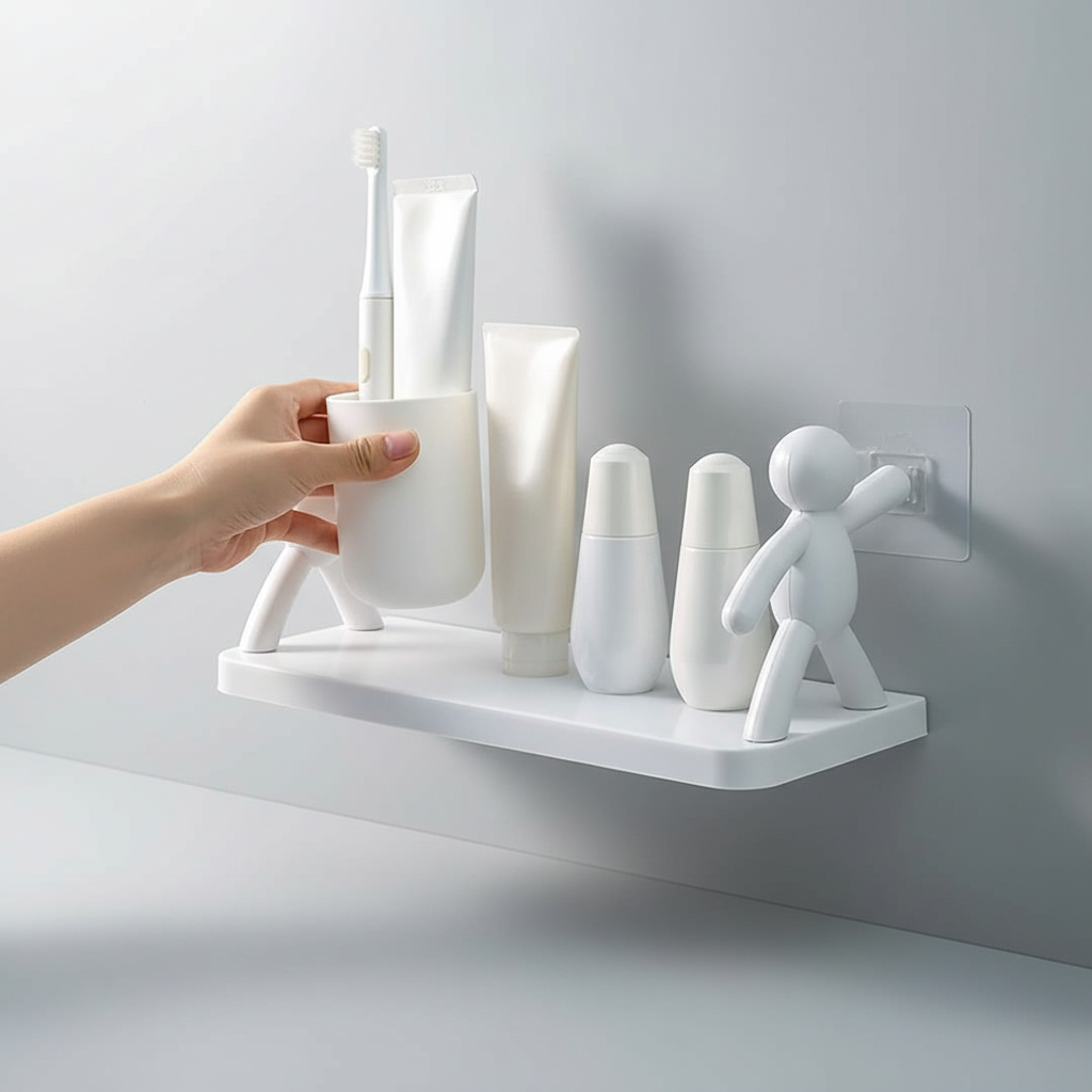 Étagère murale de salle de bain compacte au design ludique