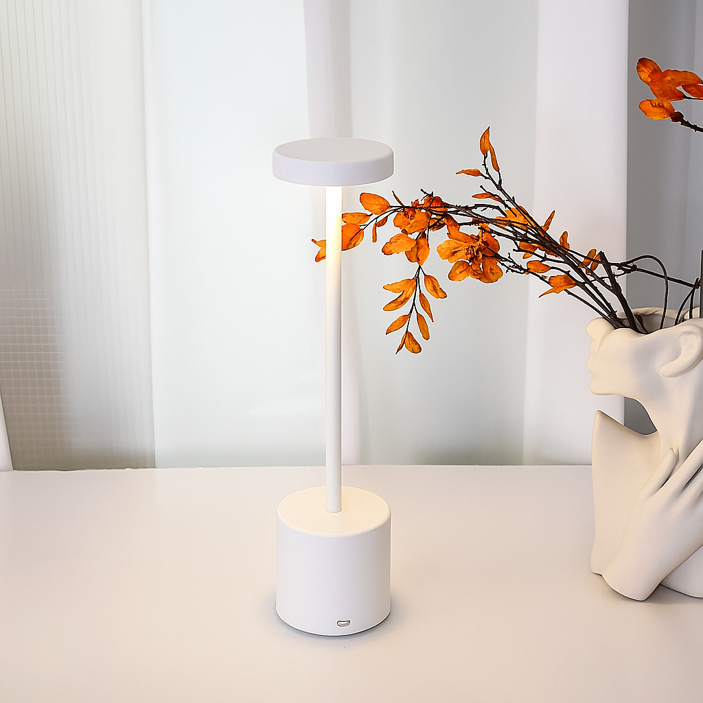 Lampe de table LED en fer sans fil - Rechargeable - Dimmable - Style rétro - Lampe d'accentuation de chevet