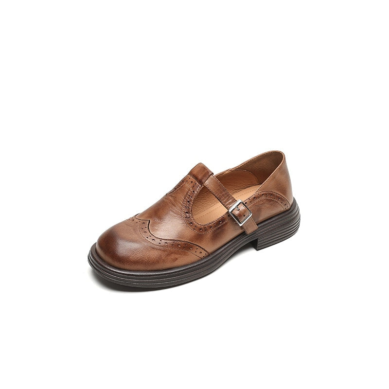Chaussures T-Bar pour Femme – Style texturé avec détails perforés