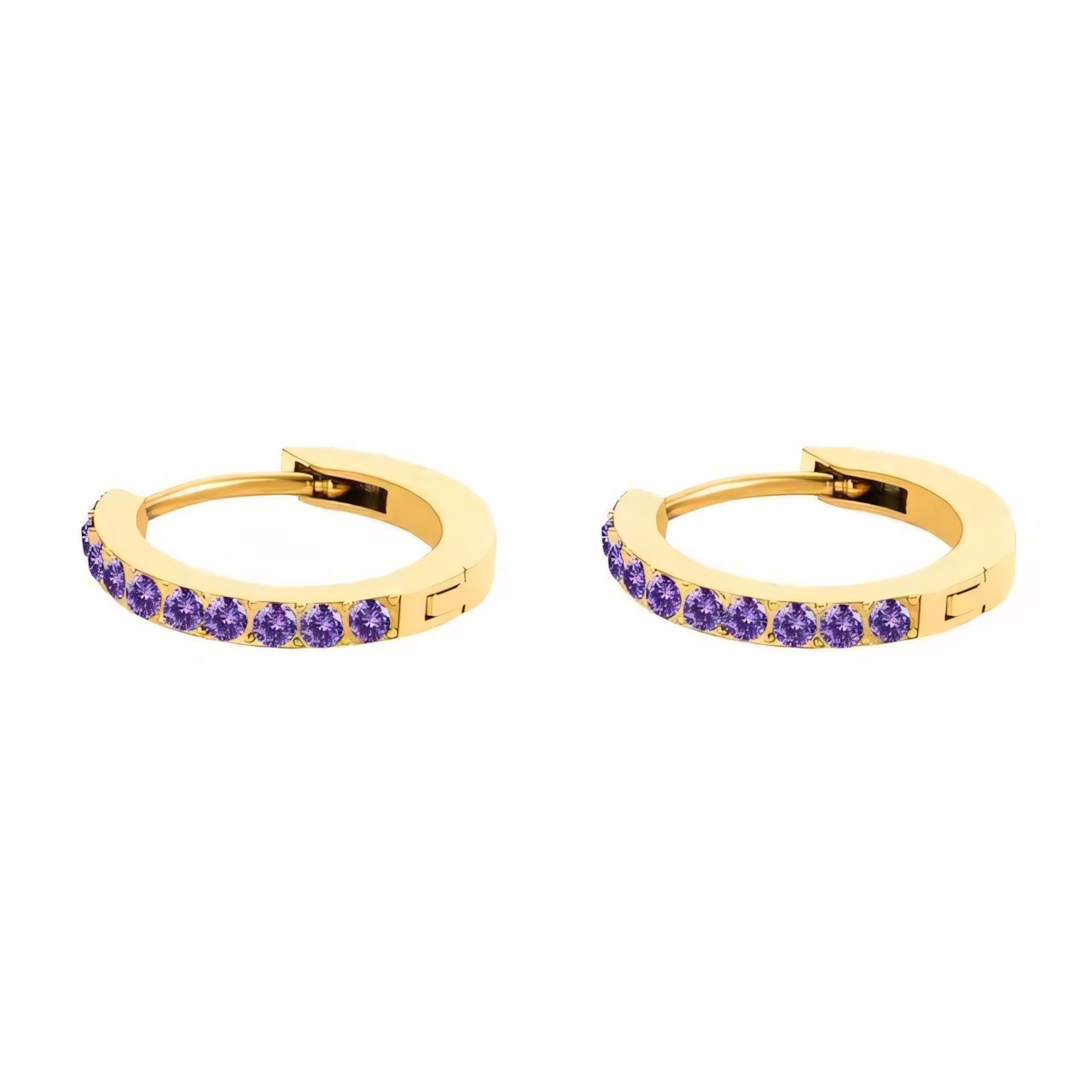 Boucles d'oreilles Huggie créoles délicates avec pierre de naissance