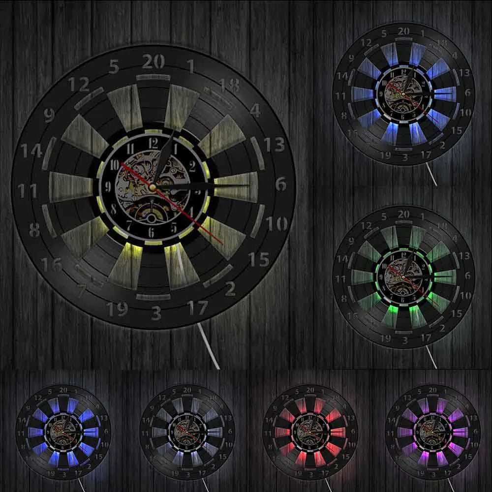 Horloge murale de jeu de fléchettes | Conception de disque vinyle