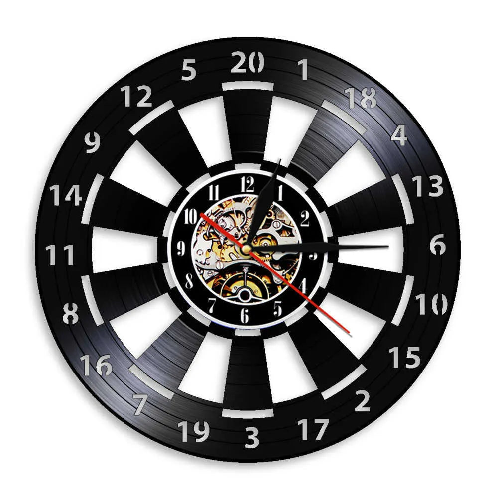 Horloge murale de jeu de fléchettes | Conception de disque vinyle