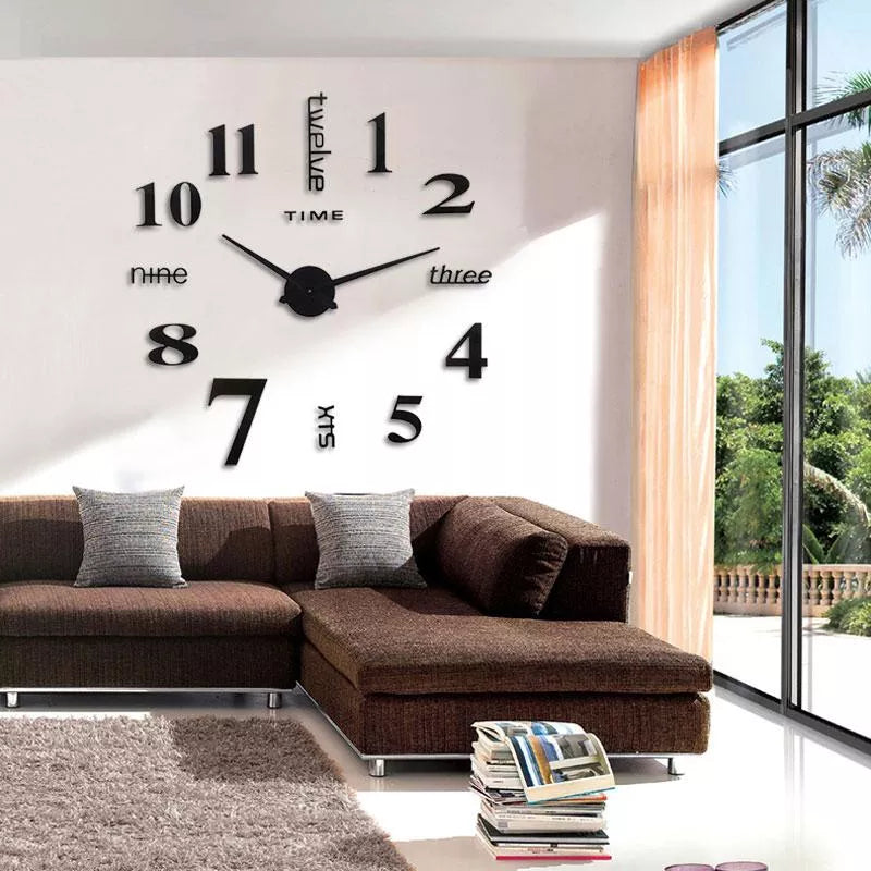 Moderne 3D Wanduhr ohne Rahmen