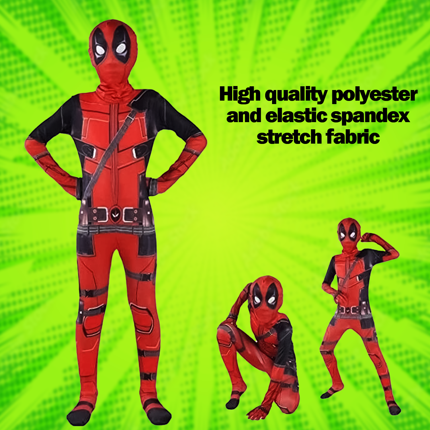 Déguisement Deadpool pour enfants – Combinaison de cosplay pour enfants – Déguisement pour la fête des enfants (inspiré par la série Marvel)