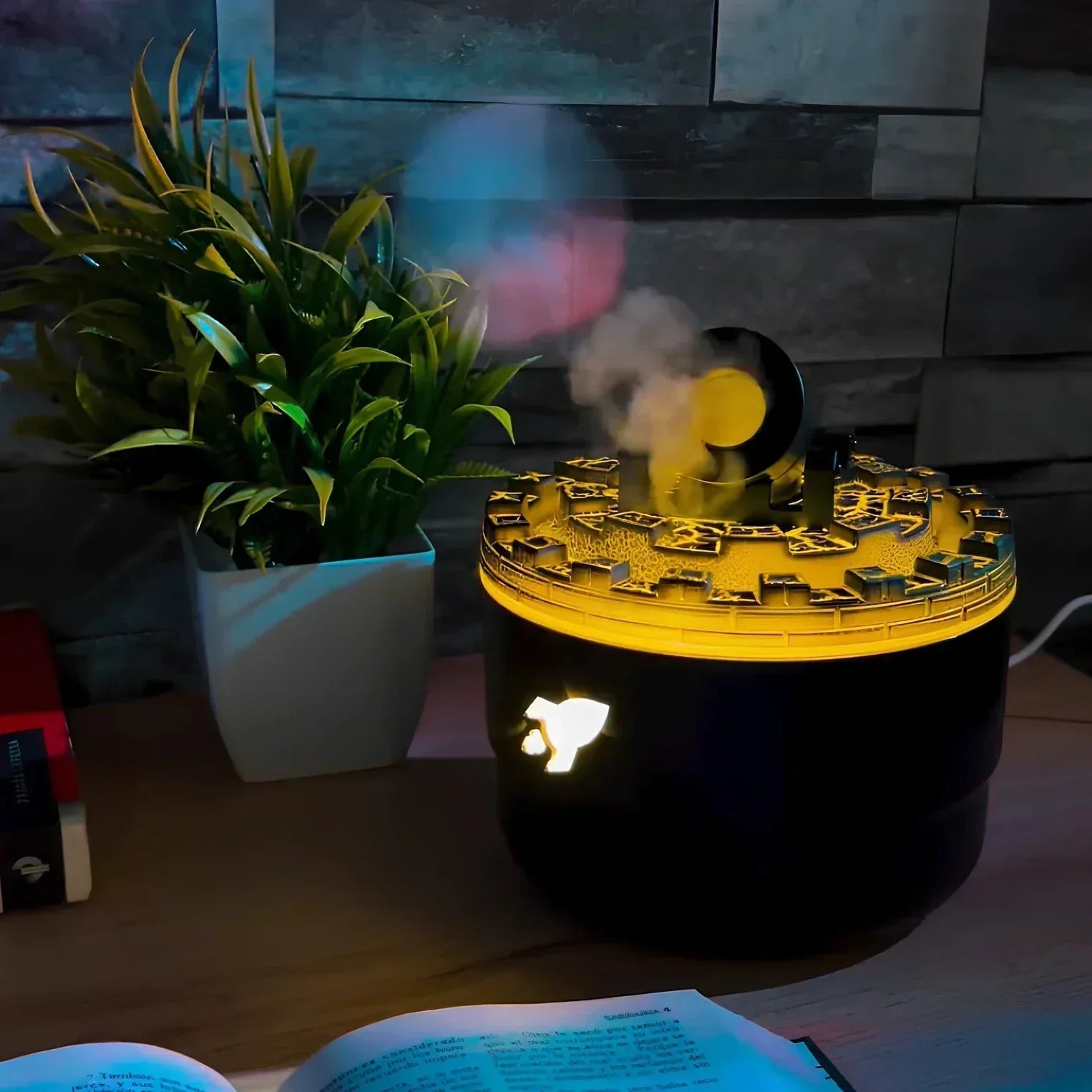 Humidificateur d'air à canon décoratif unisexe avec LED et aromathérapie