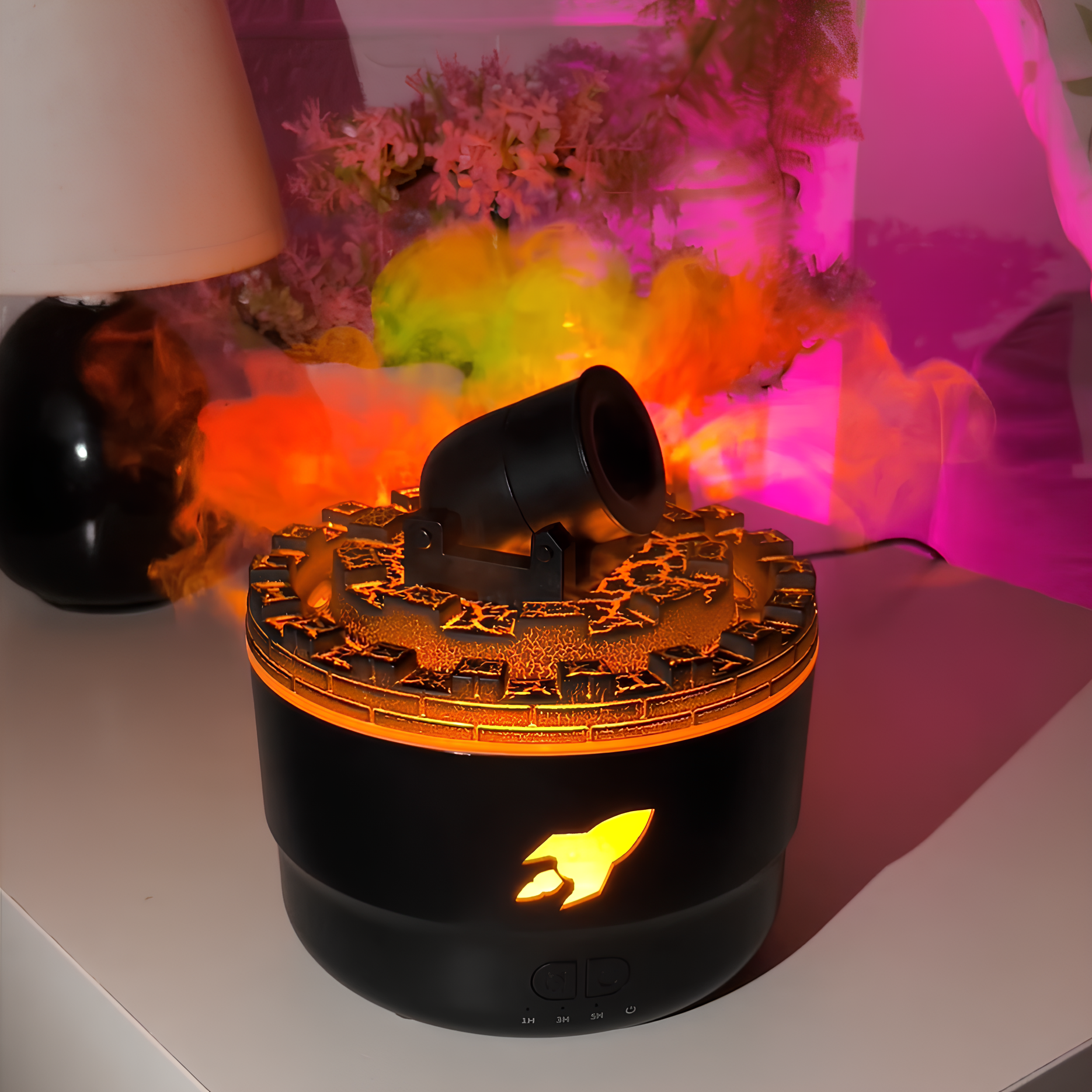 Humidificateur d'air à canon décoratif unisexe avec LED et aromathérapie