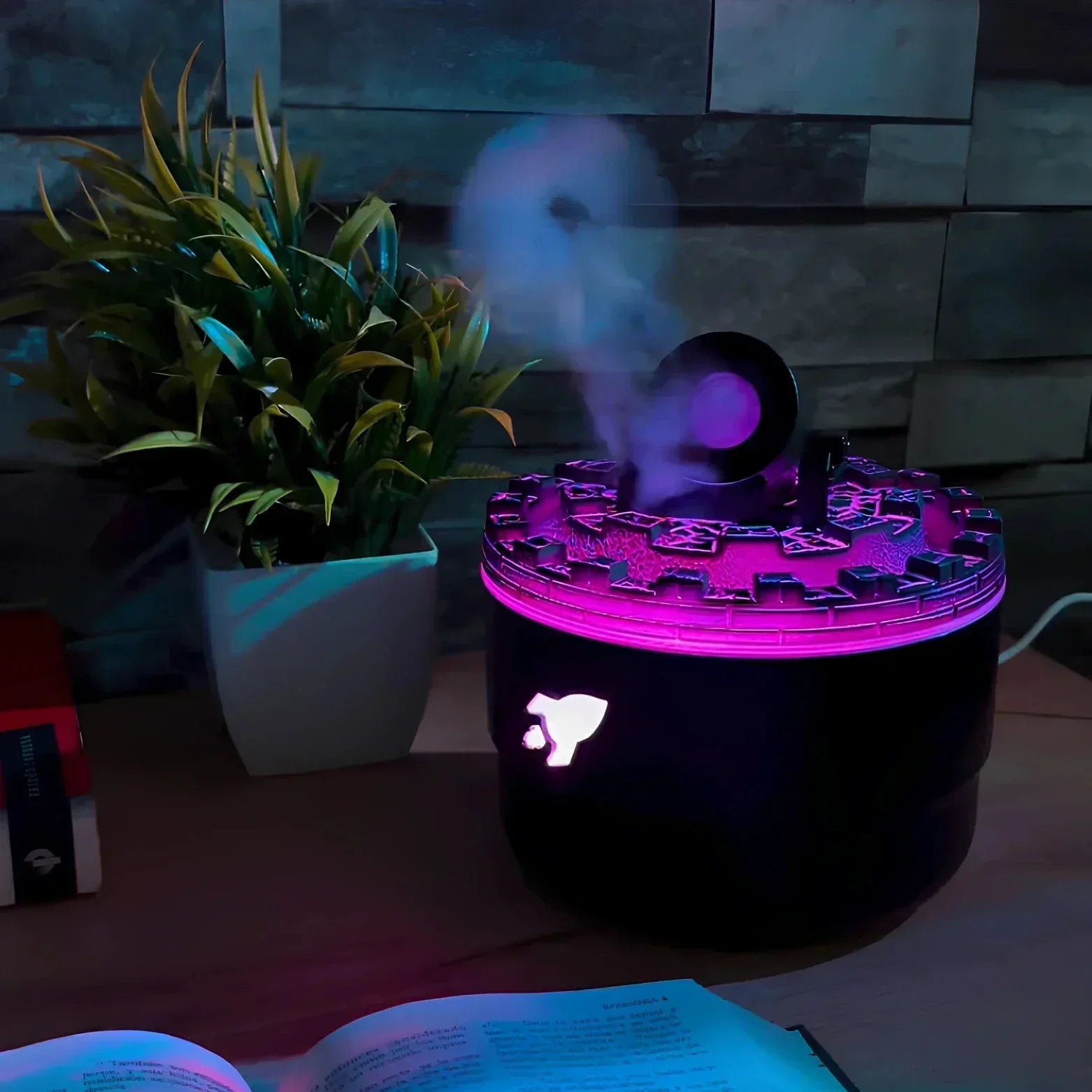 Humidificateur d'air à canon décoratif unisexe avec LED et aromathérapie