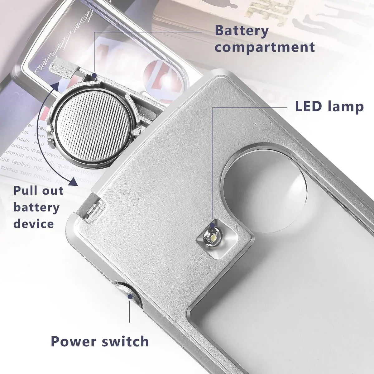 Loupe de poche à LED avec zoom de précision 3x/6x