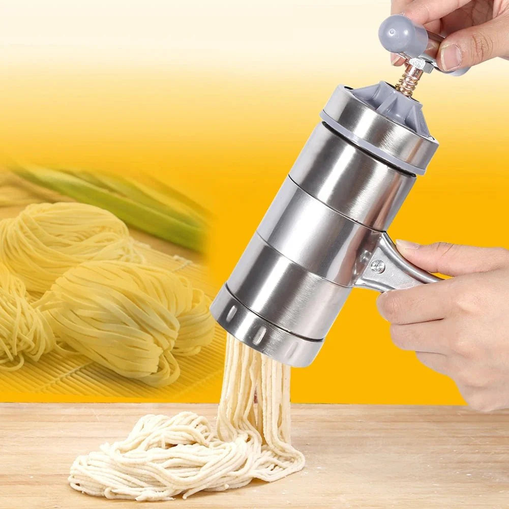 DOUGHEX – Machine à pâtes manuelle en acier inoxydable avec 5 matrices interchangeables