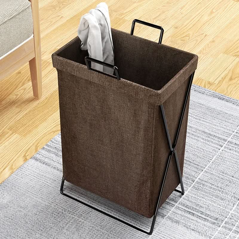 Panier à linge pliable avec cadre métallique et sac de rangement en tissu tissé