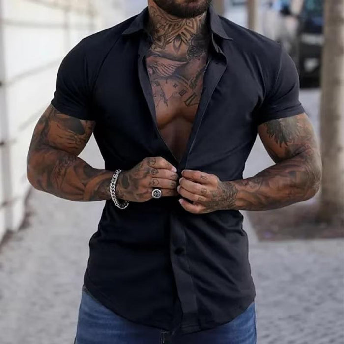 Chemise à manches courtes pour homme, coupe moderne et ajustée