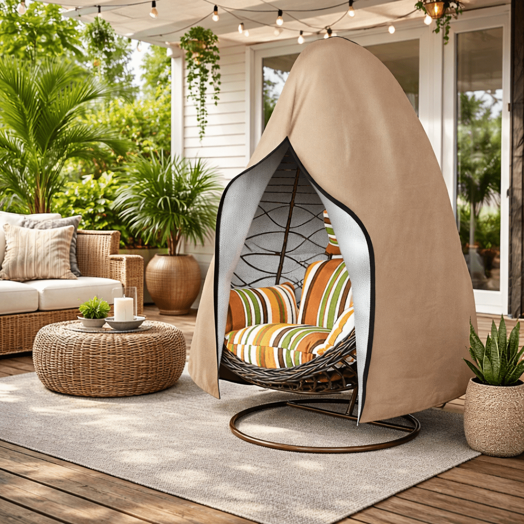 Housse pour chaise œuf imperméable et durable – protection UV et coupe-vent, polyester Oxford 210D, 115 × 190 cm ou 230 × 200 cm
