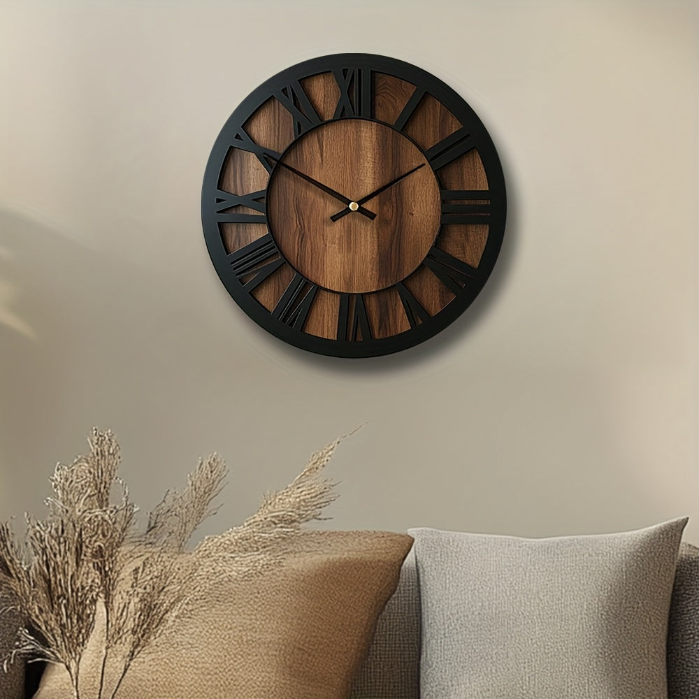 Horloge murale en bois avec cadran ouvert – élégante et décorative