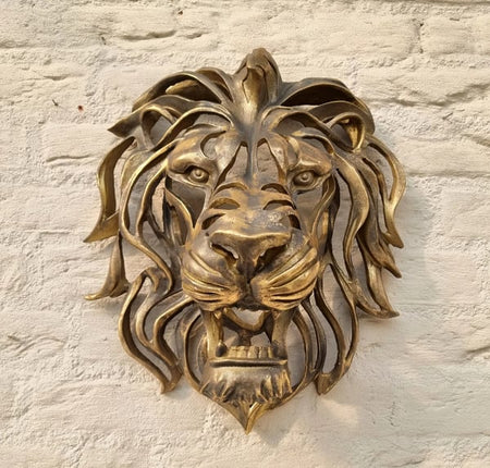 Décoration Murale Tête de Lion en Métal - Elégante et Solide