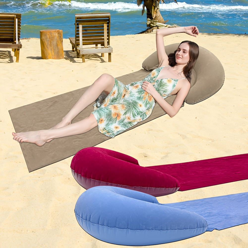 Matelas de plage gonflable confortable avec appui-tête pour la plage et le camping