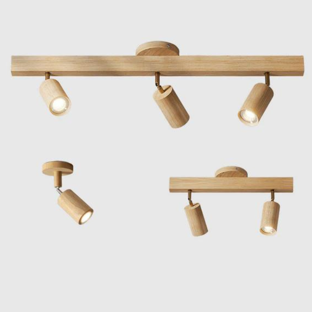 Spot de Plafond Orientable en Bois EcoLux avec Ampoule LED Incluse