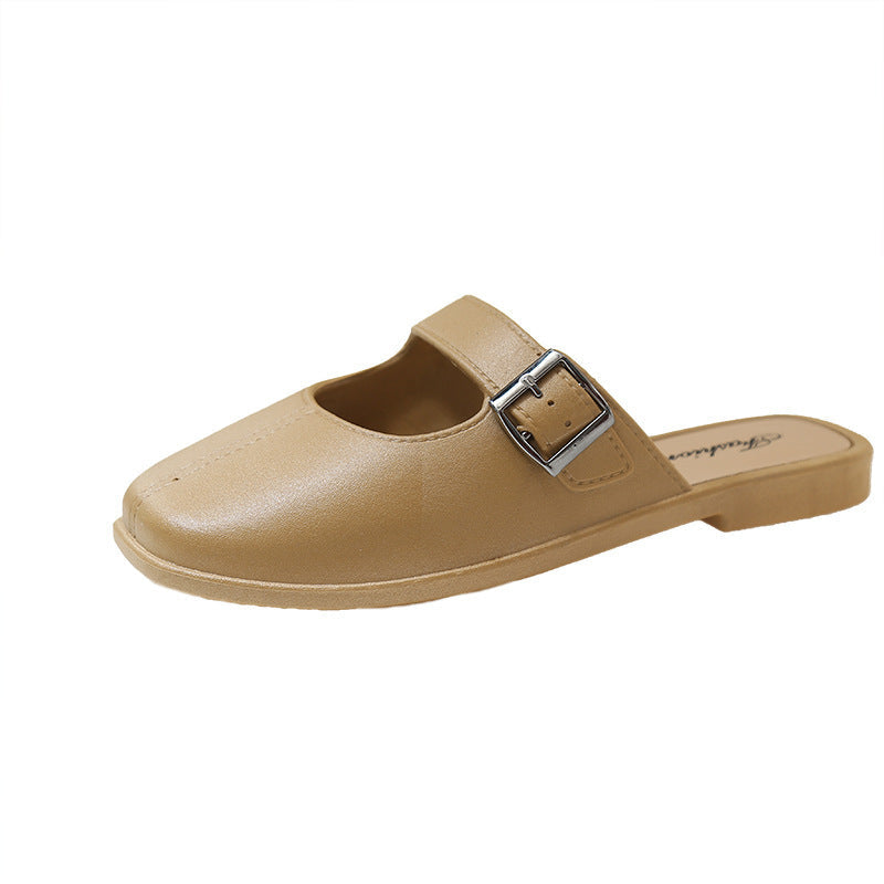Chaussons souples femme - plat fermé vintage à la française, PVC, usage quotidien