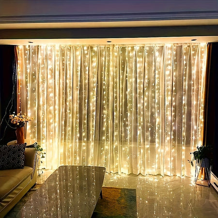 Guirlande lumineuse en rideau, blanc chaud, éclairage LED alimenté par USB — ensemble