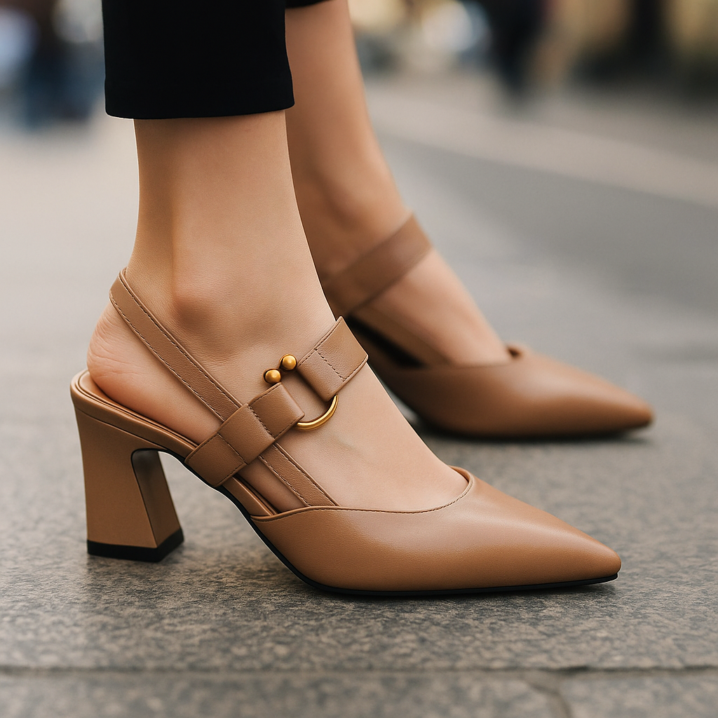 Talons blocs élégants avec accents d'anneaux pour femmes pour un confort chic