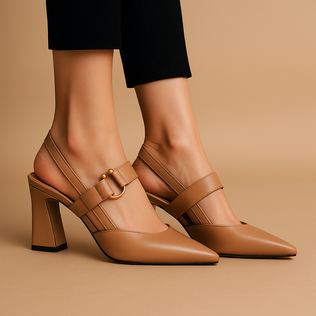 Talons blocs élégants avec accents d'anneaux pour femmes pour un confort chic