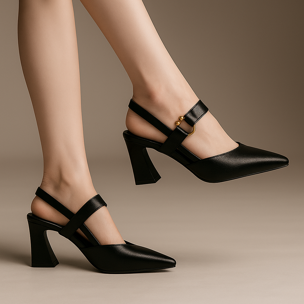 Talons blocs élégants avec accents d'anneaux pour femmes pour un confort chic