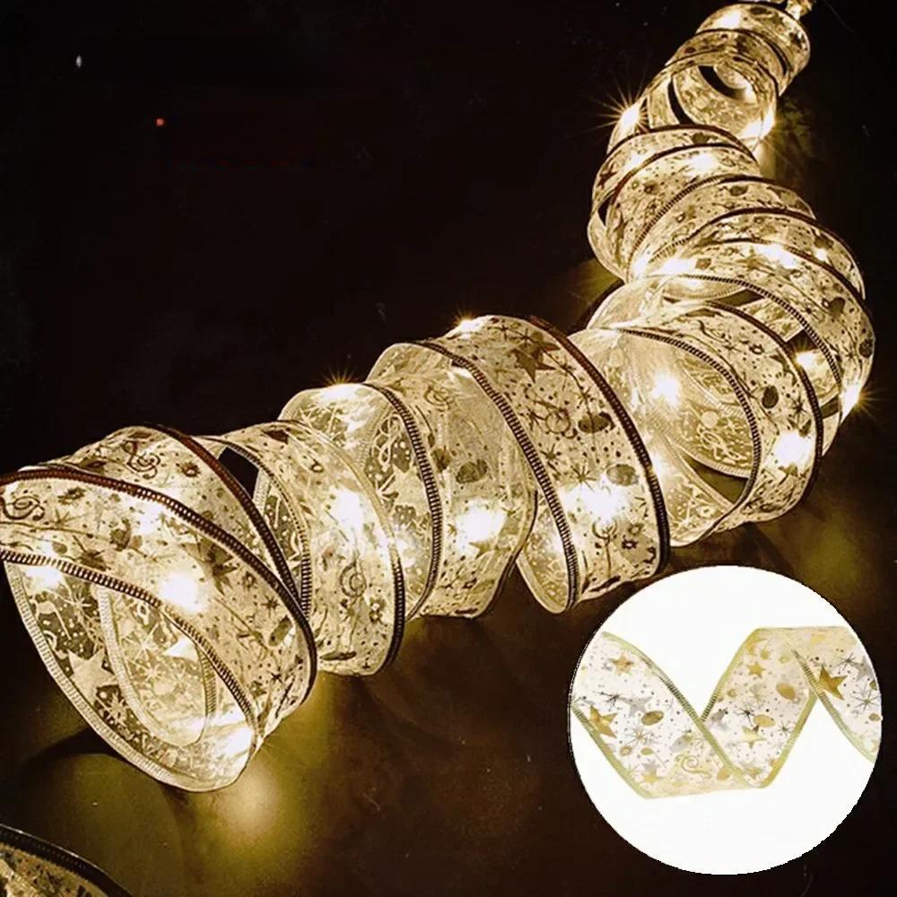 Guirlandes lumineuses en ruban enchanteur – Ornements d’arbre de Noël et décoration intérieure pour une célébration magique du Nouvel An!