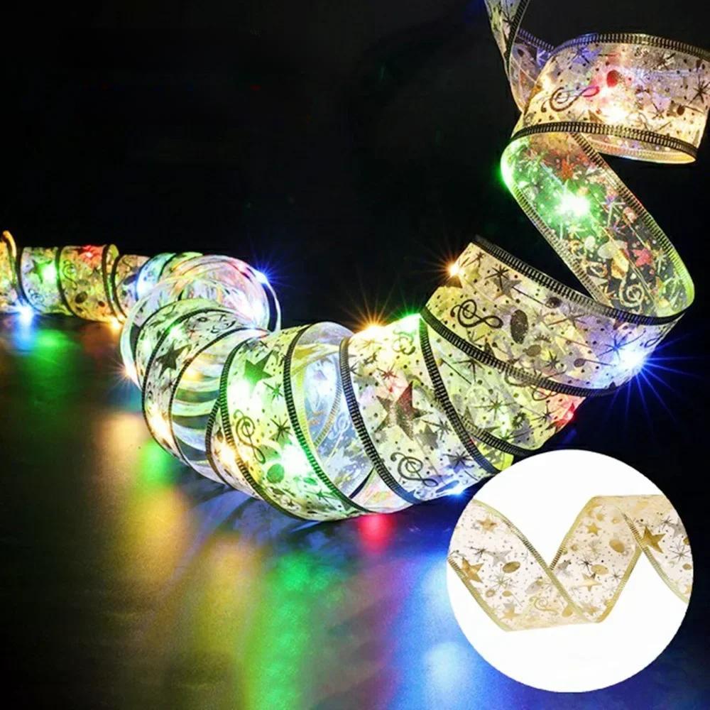 Guirlandes lumineuses en ruban enchanteur – Ornements d’arbre de Noël et décoration intérieure pour une célébration magique du Nouvel An!