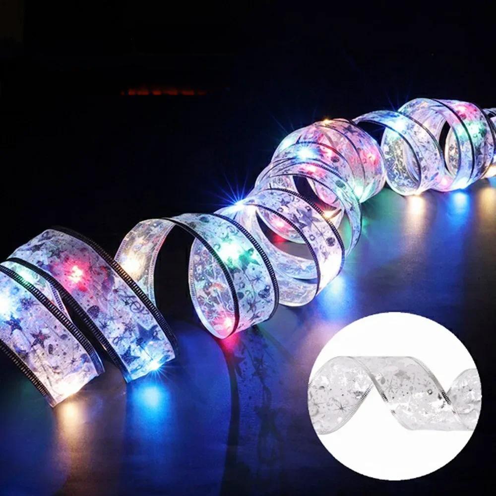 Guirlandes lumineuses en ruban enchanteur – Ornements d’arbre de Noël et décoration intérieure pour une célébration magique du Nouvel An!