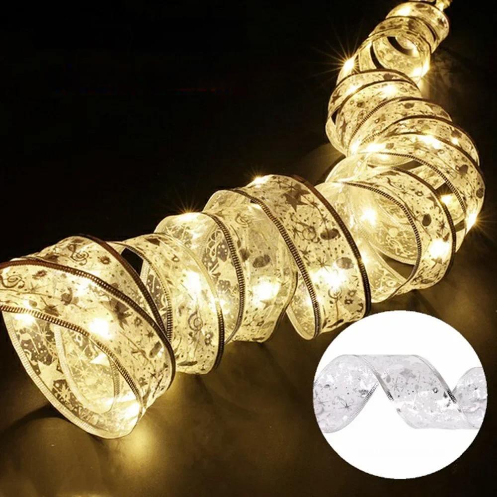 Guirlandes lumineuses en ruban enchanteur – Ornements d’arbre de Noël et décoration intérieure pour une célébration magique du Nouvel An!