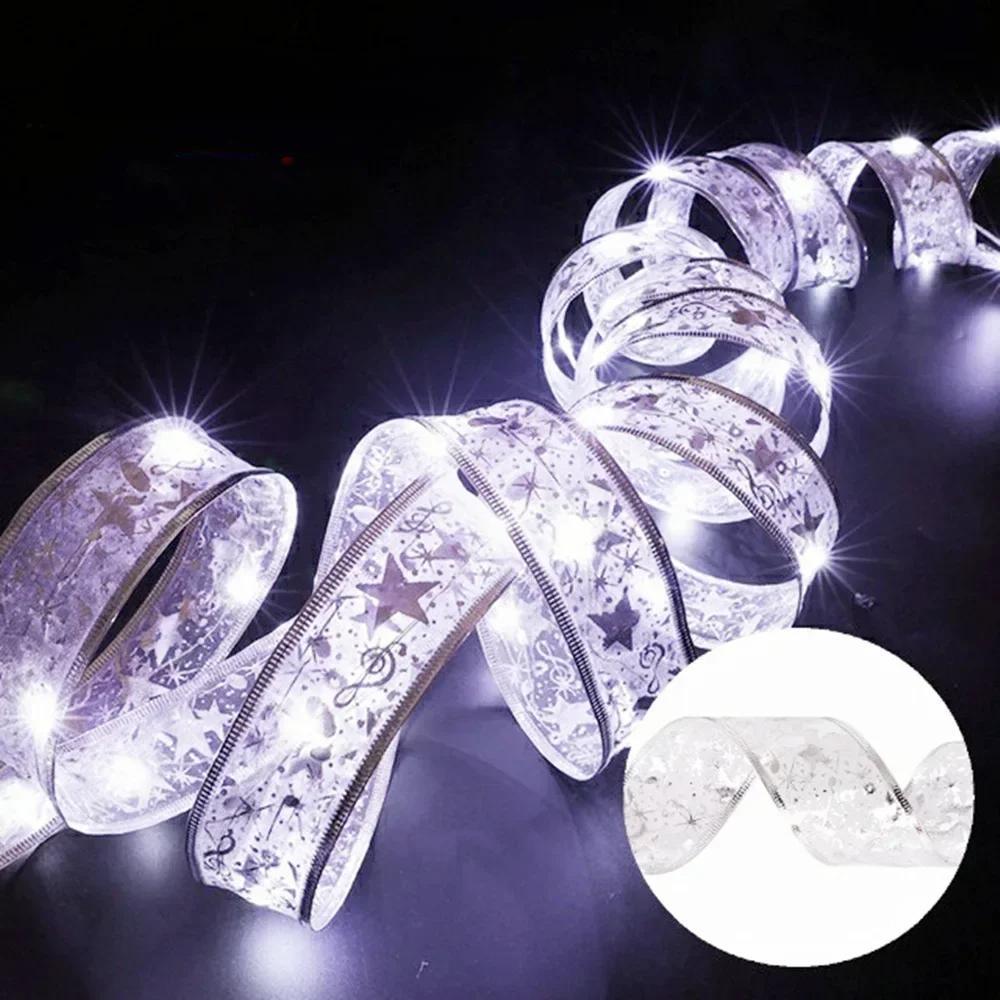 Guirlandes lumineuses en ruban enchanteur – Ornements d’arbre de Noël et décoration intérieure pour une célébration magique du Nouvel An!
