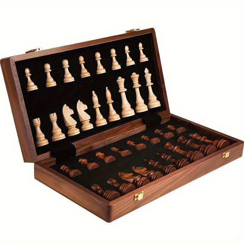 Set d’Échecs en Bois Massif Premium – Échiquier Pliable