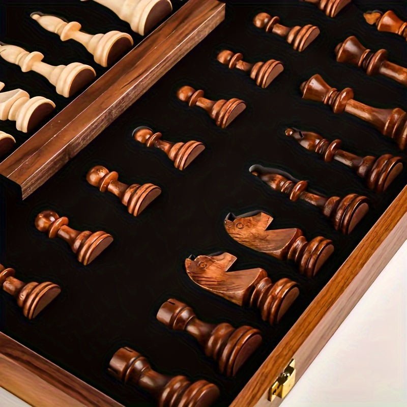 Set d’Échecs en Bois Massif Premium – Échiquier Pliable