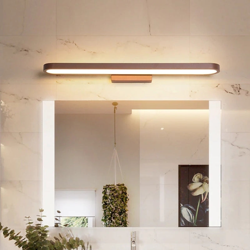 Applique Miroir Aluminium Bande Silicone Noir Café Marron 40cm 60cm 80cm LED Salle de Bain | Sansotis