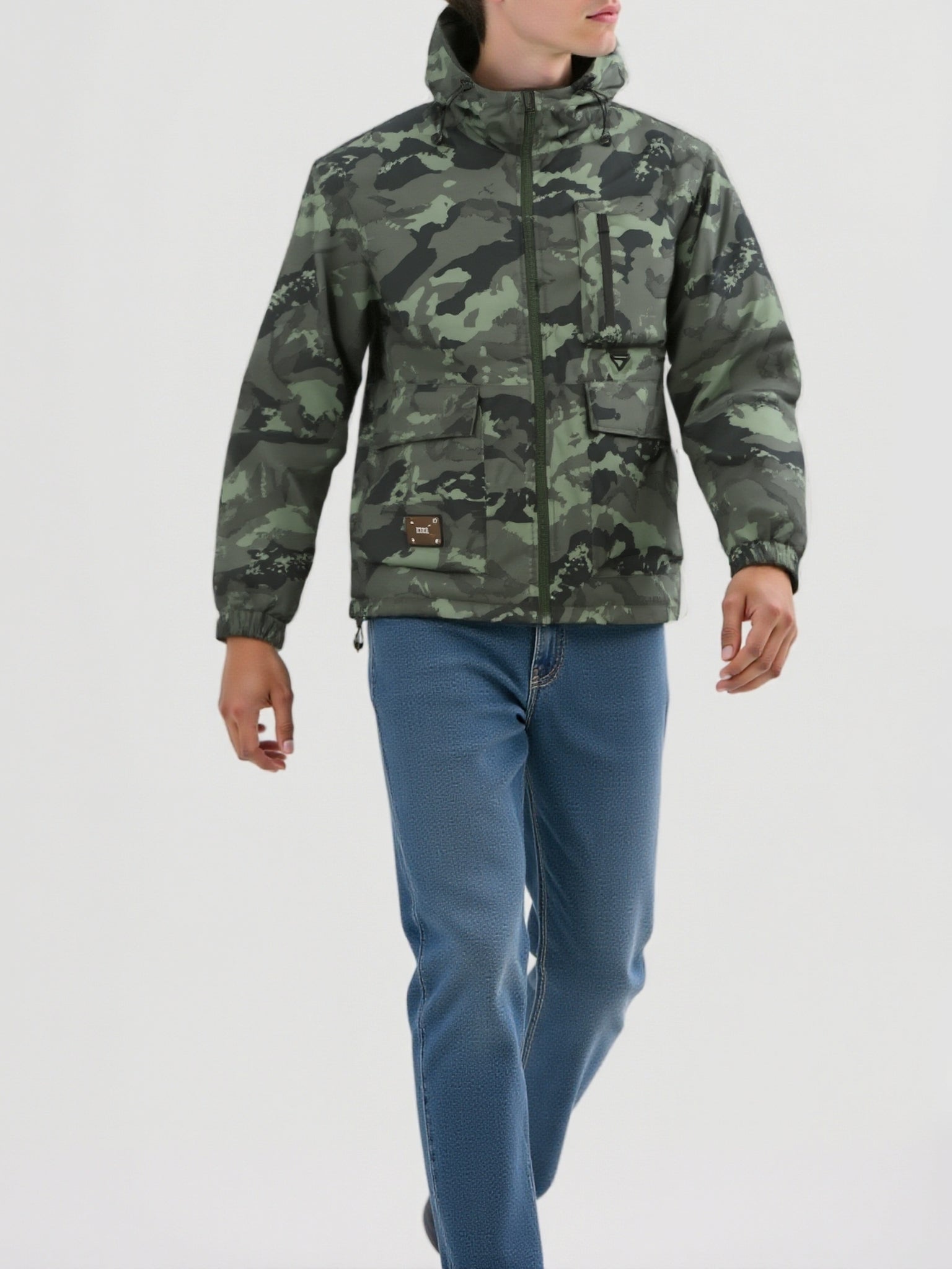 Veste pour homme avec motif camouflage et capuche – décontractée et confortable