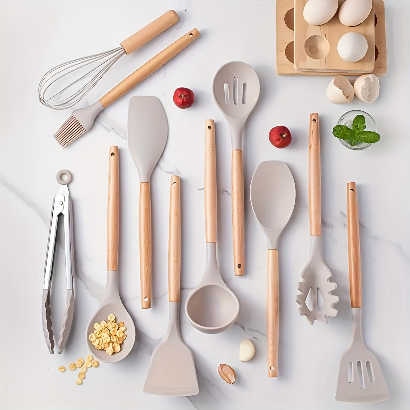 Ensemble d'ustensiles de cuisine en silicone – Résistant à la chaleur et aux rayures