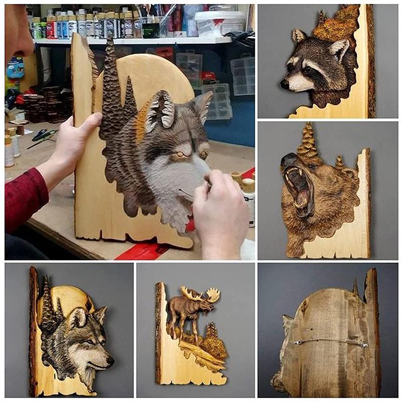 Décoration murale artisanale avec gravure d'animaux