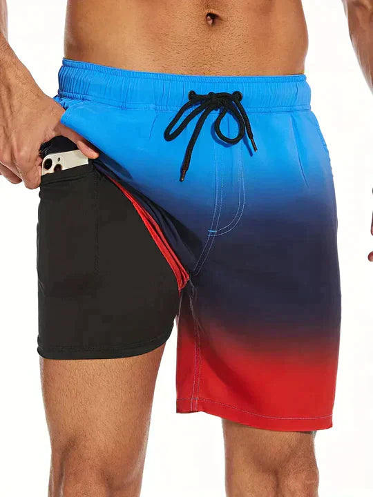 Shorts de bain pour homme avec tissu à séchage rapide et doublure de compression