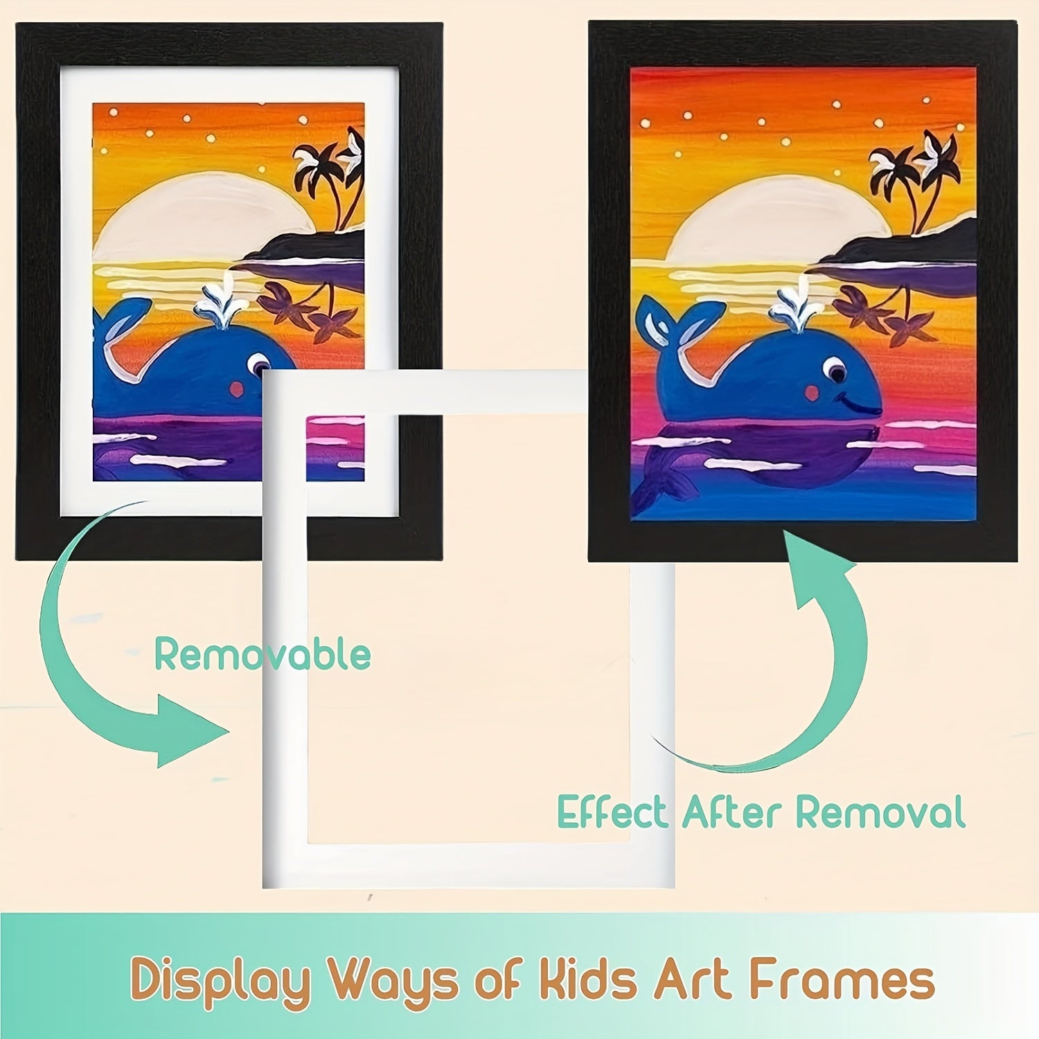 KidArtFrame – Cadre photo pour enfants de dessin animé avec cadre en bois