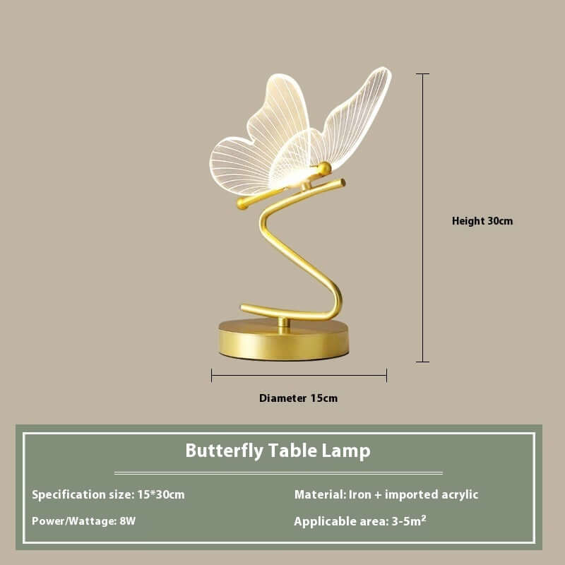 Lampe de chevet de chambre à coucher, vitrine de salon, lampe de table papillon
