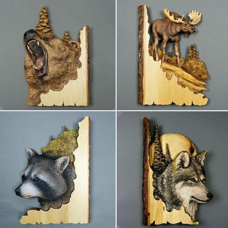 Décoration murale artisanale avec gravure d'animaux