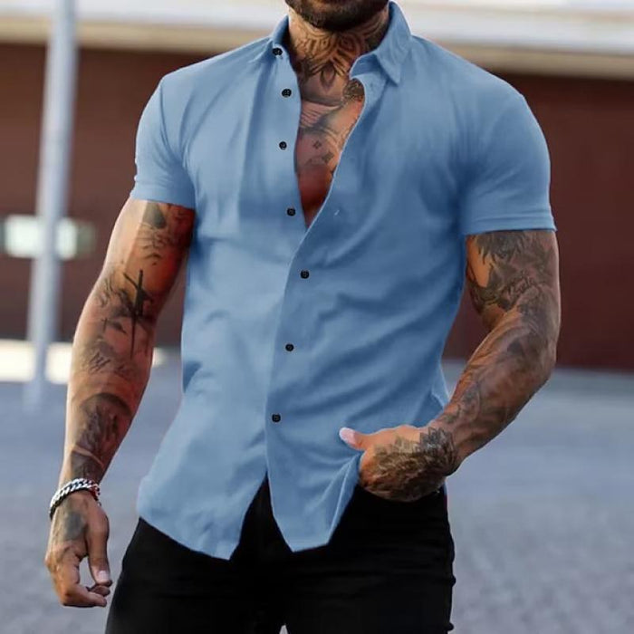 Chemise à manches courtes pour homme, coupe moderne et ajustée