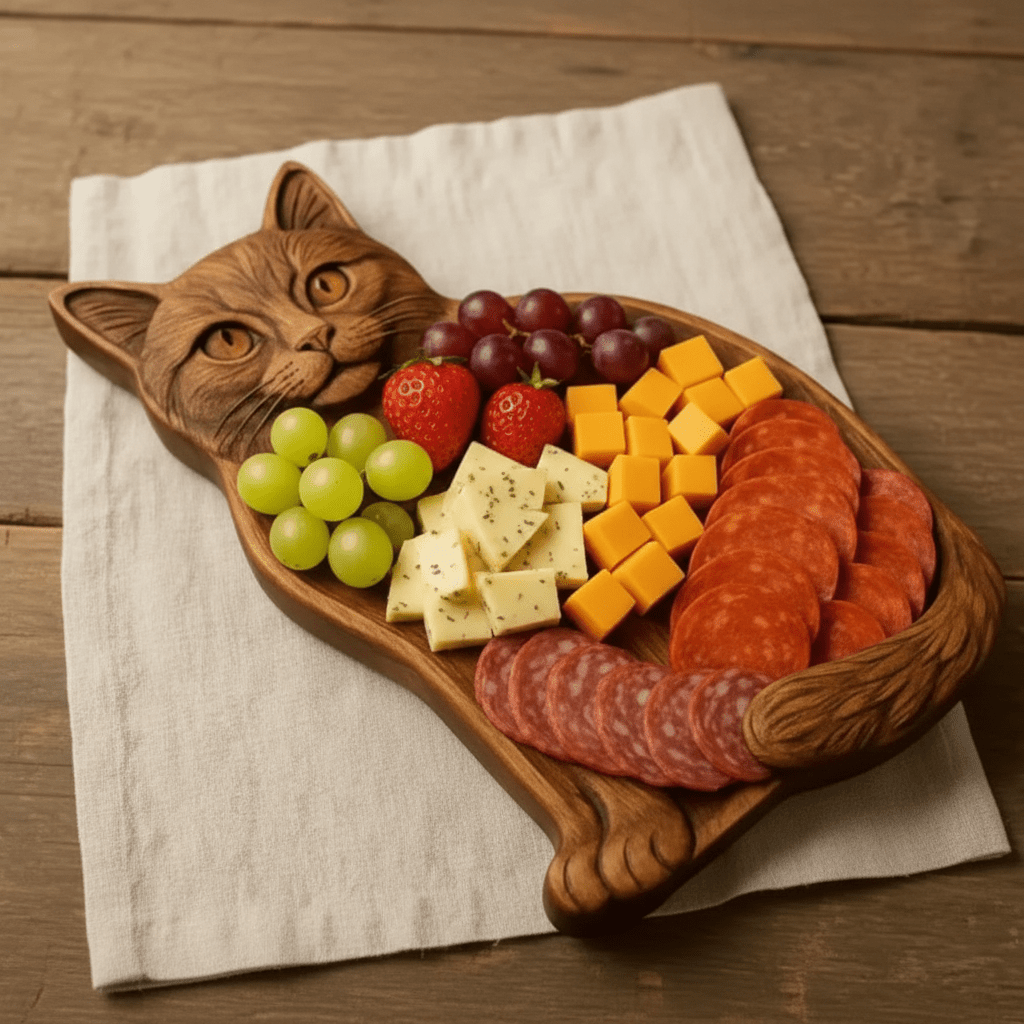 FELINEFEAST - Planche à servir faite à la main, inspirée des chats pour les collations