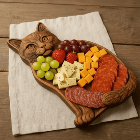FELINEFEAST - Planche à servir faite à la main, inspirée des chats pour les collations