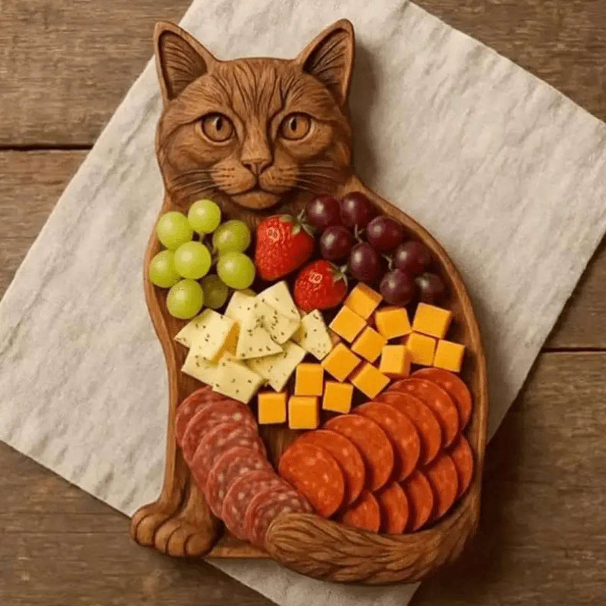 FELINEFEAST - Planche à servir faite à la main, inspirée des chats pour les collations