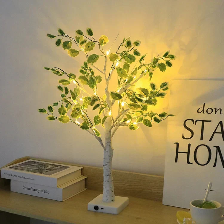 Guirlande Lumineuse Arbre LED avec Feuilles Vertes