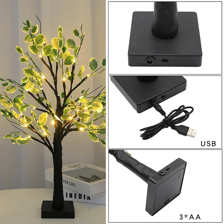 Guirlande Lumineuse Arbre LED avec Feuilles Vertes